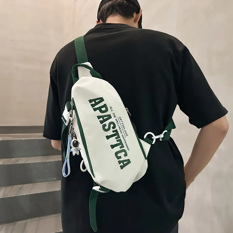 Alcohol Dragon Nylon Sling Bag Regular Unisex White Green/White Red/White Gray/Black-2