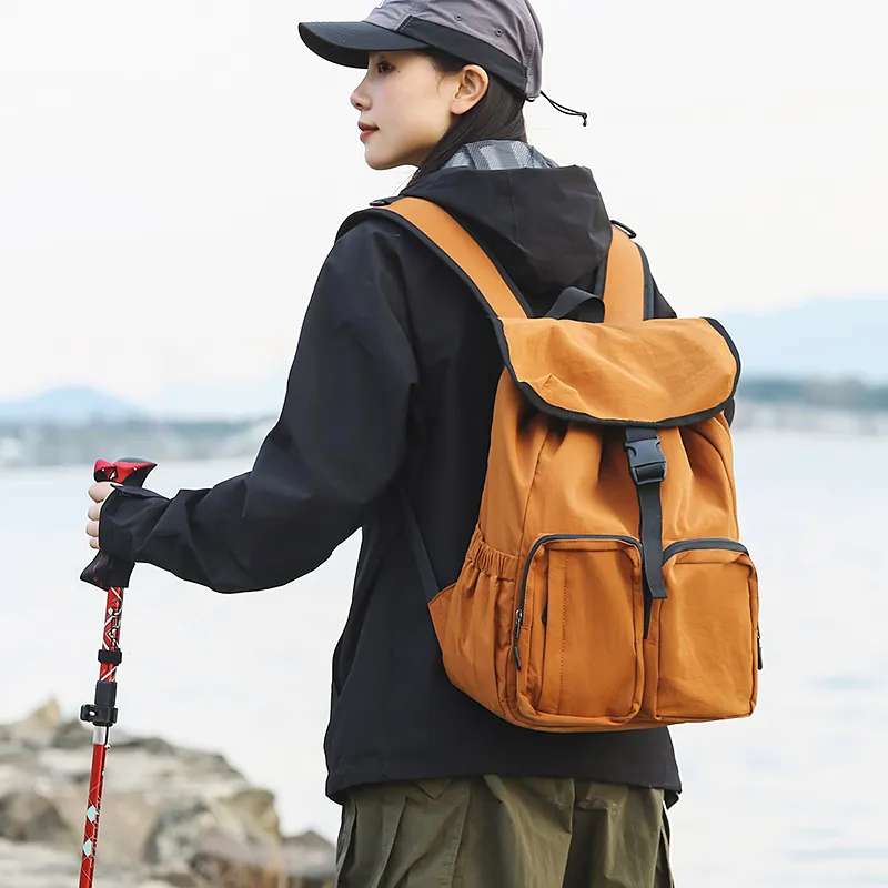 Alcohol Dragon Nylon Backpack Unisex Black/Orange/Khaki-8