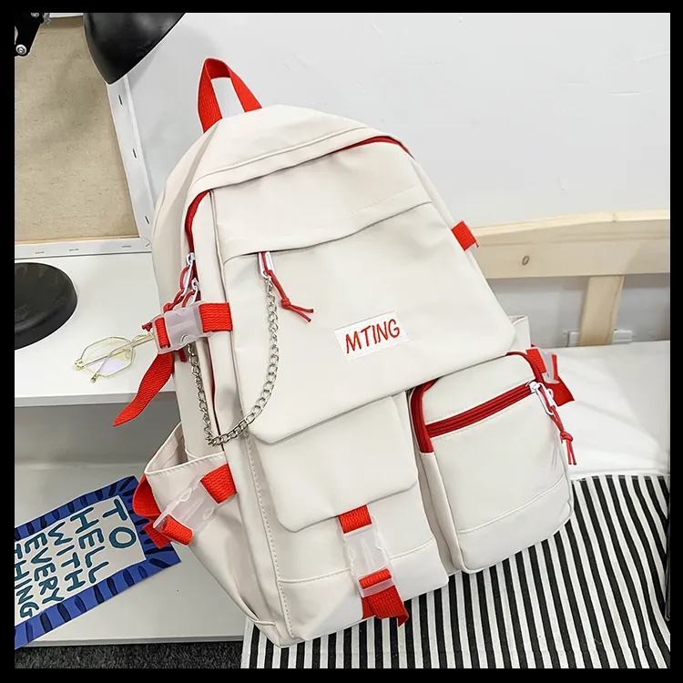 Alcohol Dragon Nylon Backpack Unisex Black/Red & White/Blue & White-7
