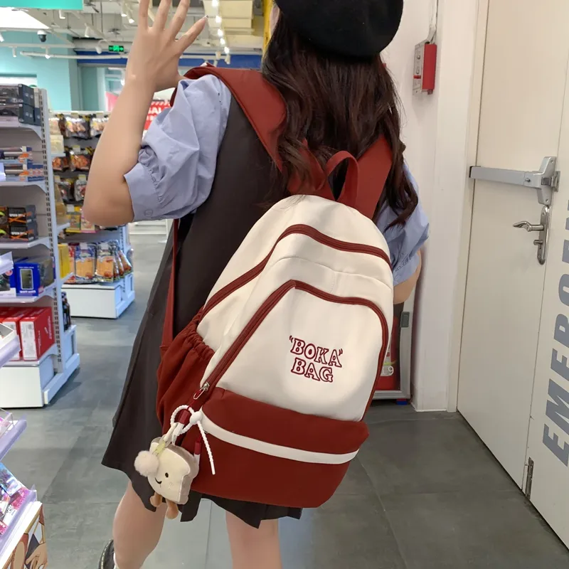 Alcohol Dragon Nylon Backpack Regular Unisex Black/Yellow Green/Blue Pink/Coffee/Red-16