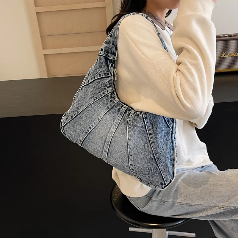 Alcohol Dragon Denim Shoulder Bag Women's Black/Light Blue/Dark Blue/Denim Blue-30