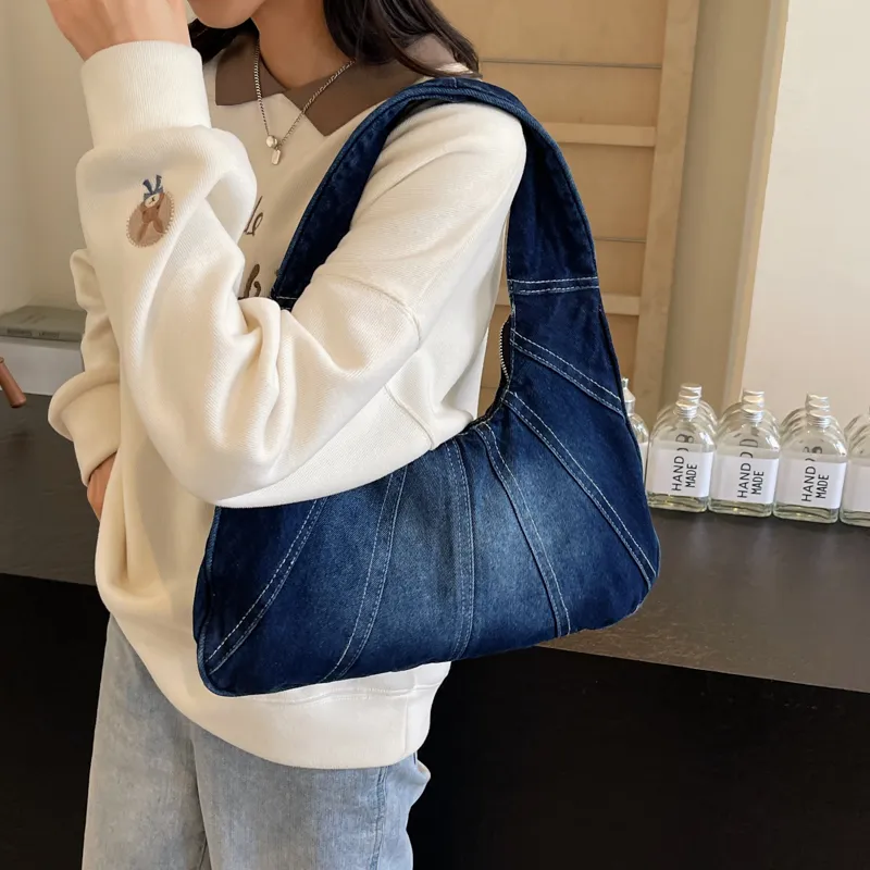 Alcohol Dragon Denim Shoulder Bag Women's Black/Light Blue/Dark Blue/Denim Blue-21