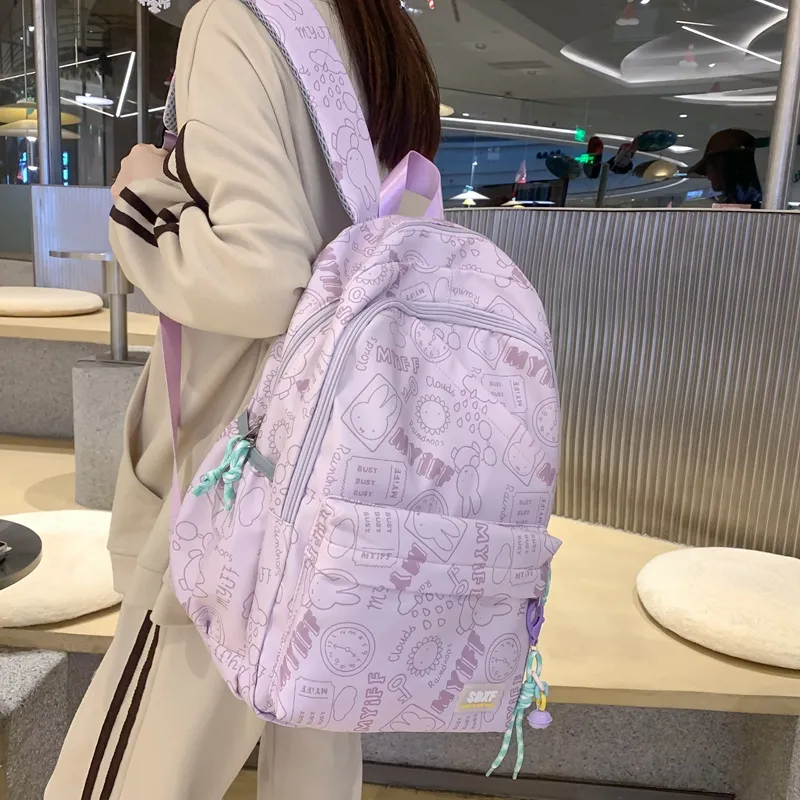 Alcohol Dragon Nylon Backpack Regular Women's Multicolor-2