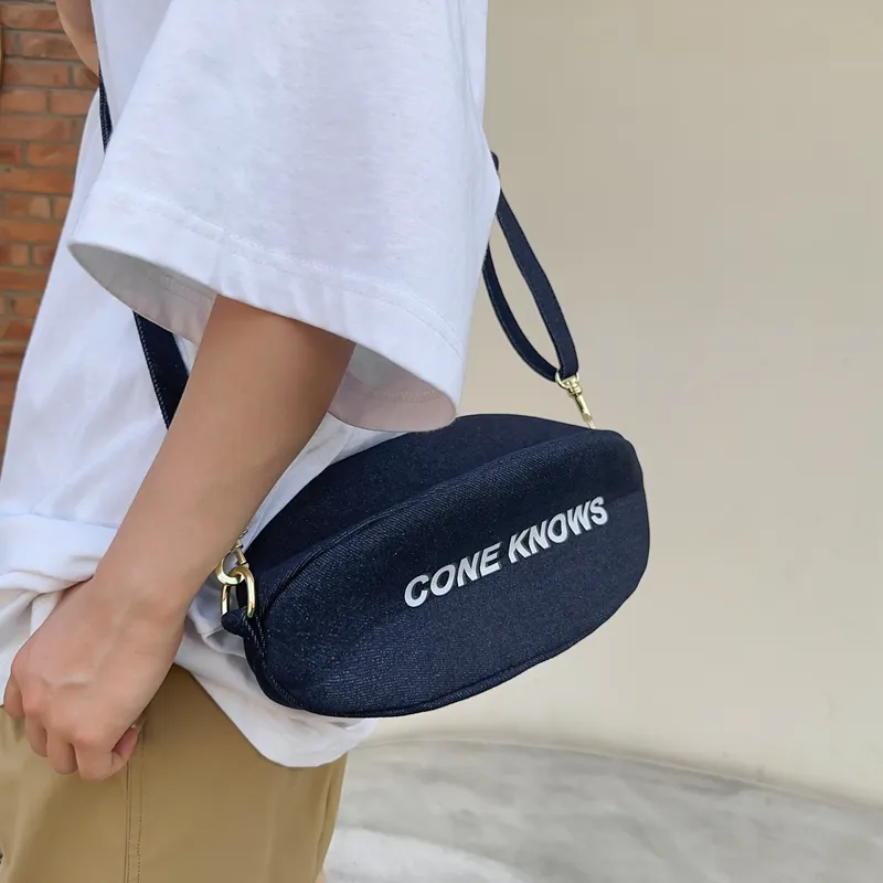 Alcohol Dragon Denim Crossbody Bag Unisex Black/Blue-1