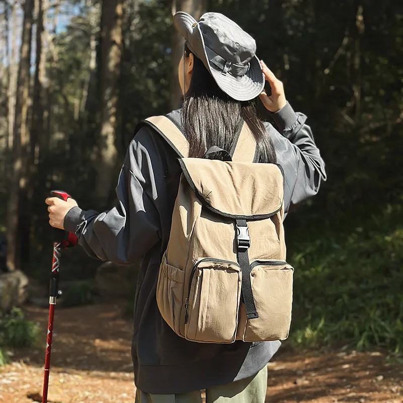 Alcohol Dragon Nylon Backpack Unisex Black/Orange/Khaki-15