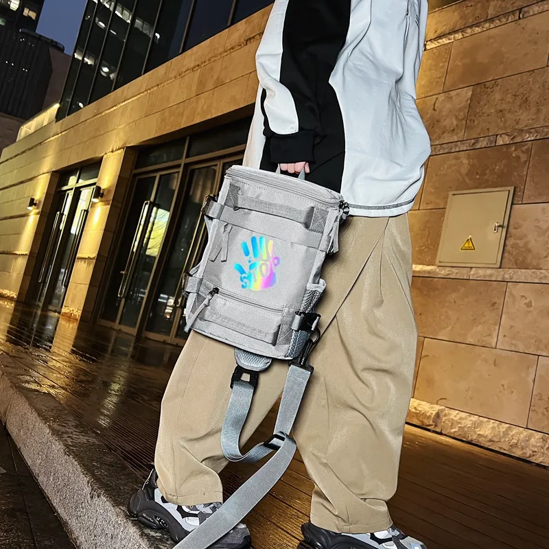 Alcohol Dragon Oxford Sling Bag Regular Unisex Black/Gray-1