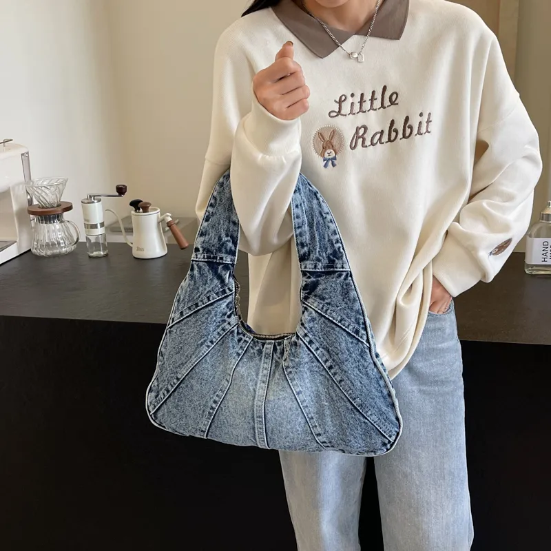 Alcohol Dragon Denim Shoulder Bag Women's Black/Light Blue/Dark Blue/Denim Blue-27