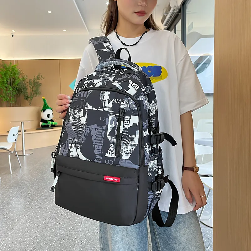 Alcohol Dragon Nylon Backpack Regular Unisex White/Black-22