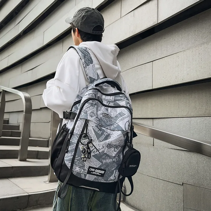 Alcohol Dragon Nylon Backpack Unisex Multicolor-22