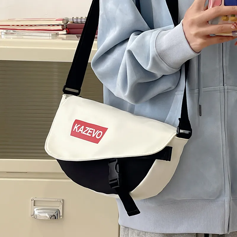 Alcohol Dragon Nylon Shoulder Bag, Crossbody Bag Regular Unisex Gray & Orange/Black & Red/Khaki & White/White & Black-20