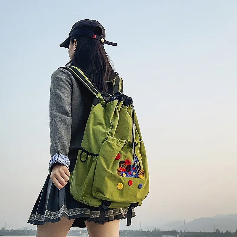Alcohol Dragon Nylon Backpack Regular Women's Multicolor-17