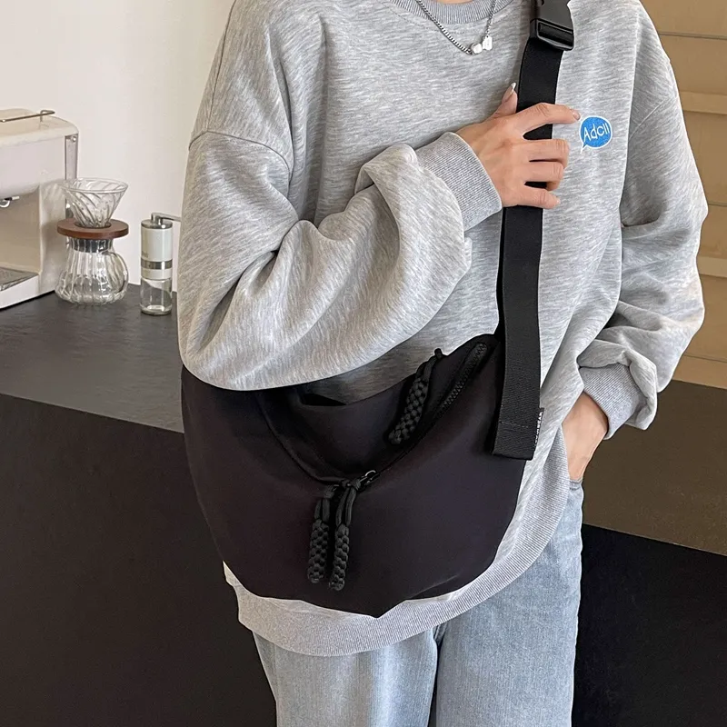 Alcohol Dragon Nylon Fabric Crossbody Bag Regular Unisex Black/White/Khaki/Red-9