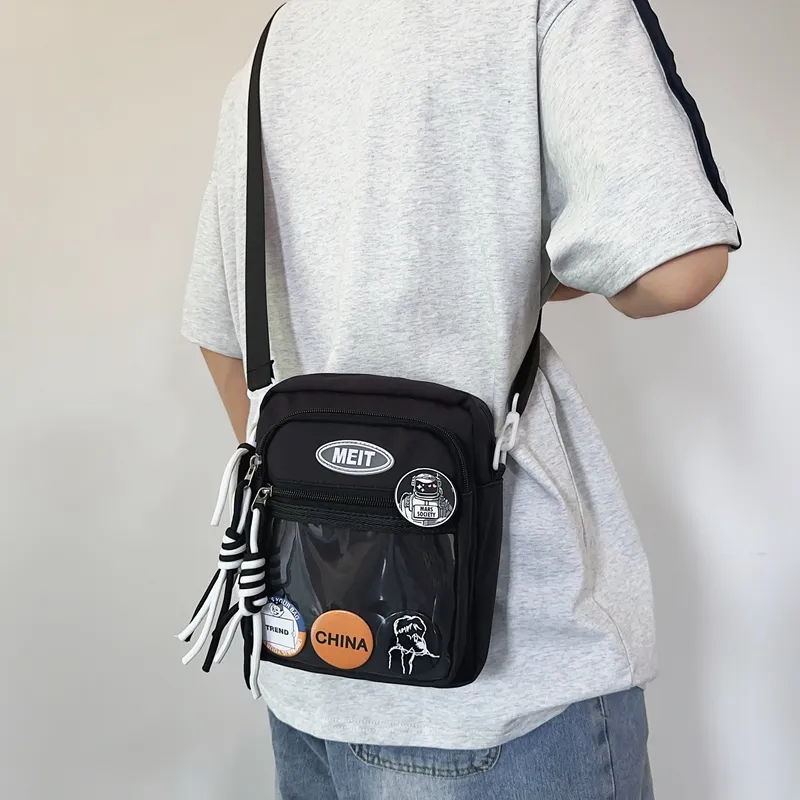 Alcohol Dragon Nylon Fabric Shoulder Bag Crossbody Bag Regular Unisex Black/White/Gray/Yellow/Blue/Purple-7
