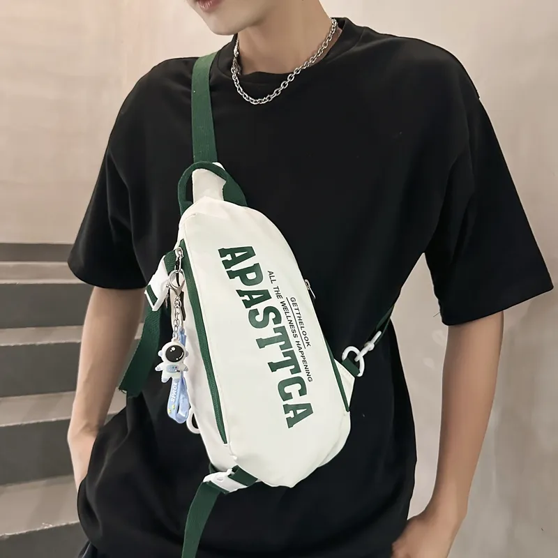 Alcohol Dragon Nylon Sling Bag Regular Unisex White Green/White Red/White Gray/Black-5