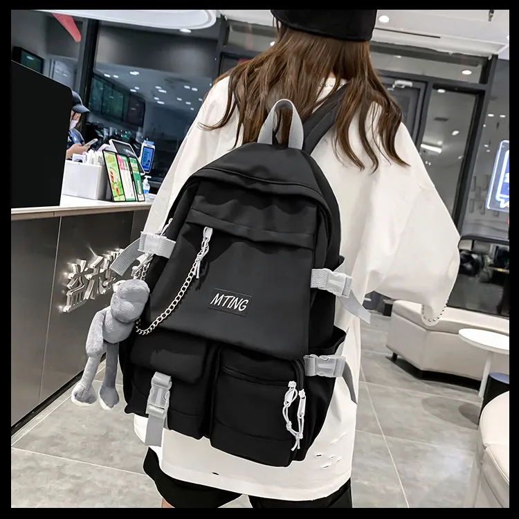 Alcohol Dragon Nylon Backpack Unisex Black/Red & White/Blue & White-4