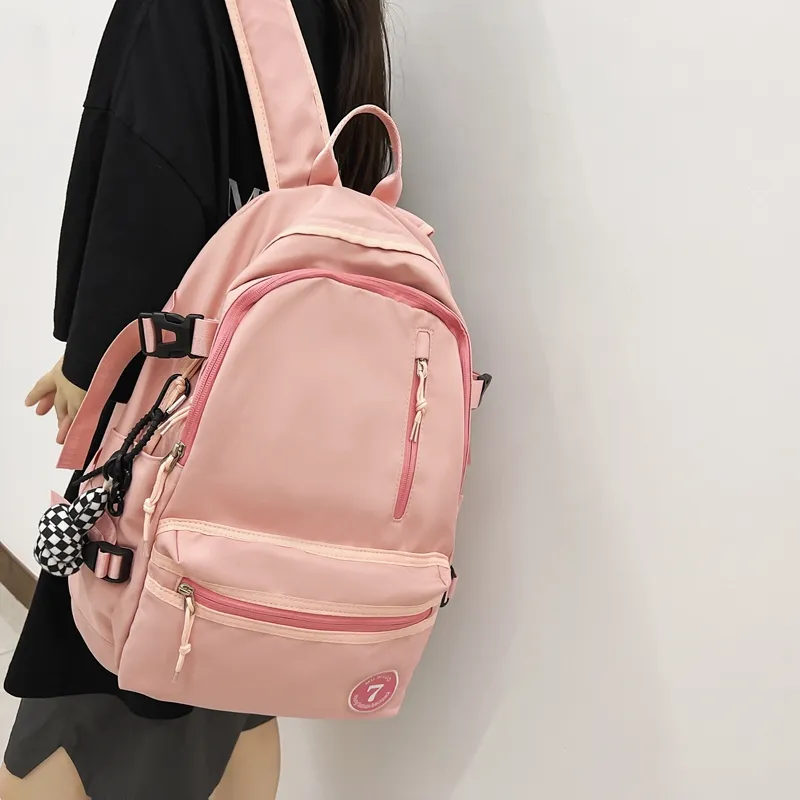 Alcohol Dragon Nylon Fabric Backpack Unisex Red/pink/black/white-8