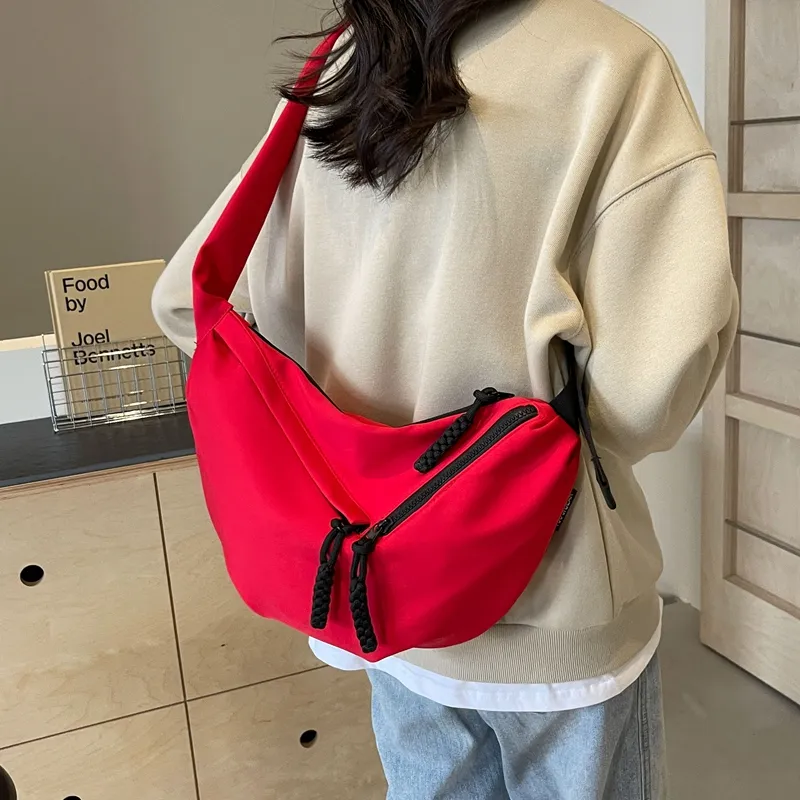 Alcohol Dragon Nylon Fabric Crossbody Bag Regular Unisex Black/White/Khaki/Red-2