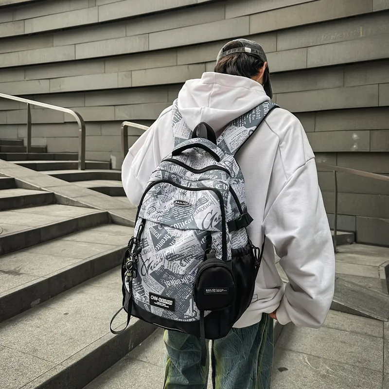 Alcohol Dragon Nylon Backpack Unisex Multicolor-21