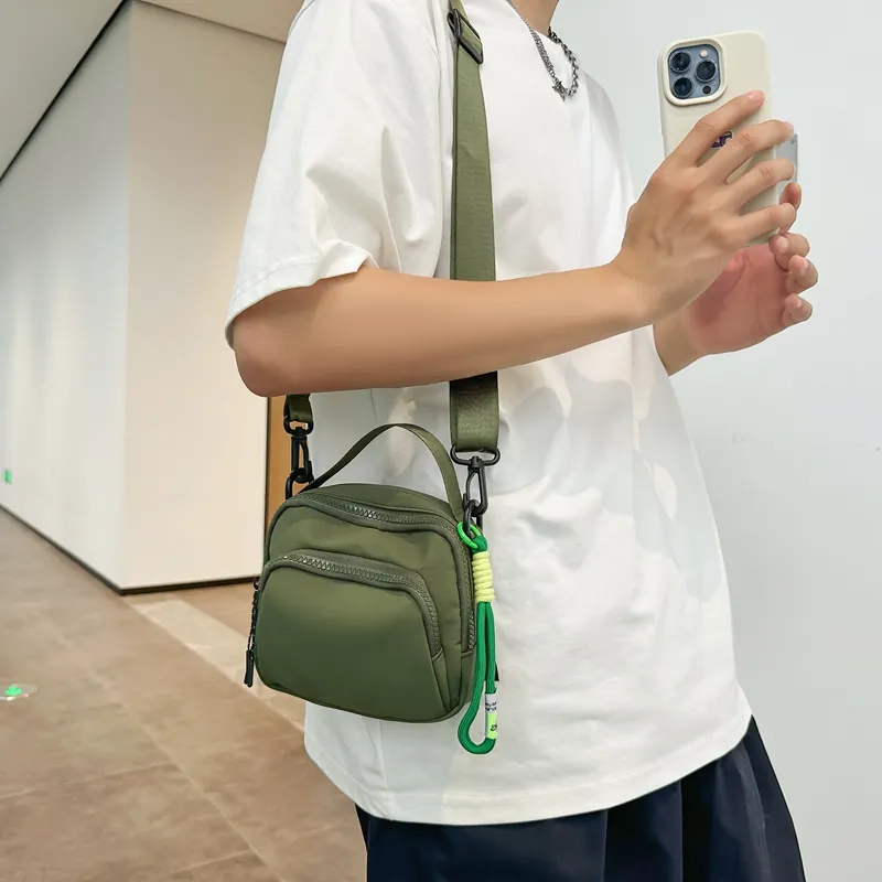 Alcohol Dragon Nylon Shoulder Bag, Crossbody Bag, Handbag Unisex Black/Green/Khaki/White/Orange-4