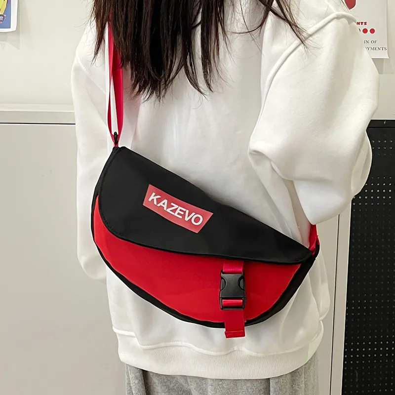 Alcohol Dragon Nylon Shoulder Bag, Crossbody Bag Regular Unisex Gray & Orange/Black & Red/Khaki & White/White & Black-28