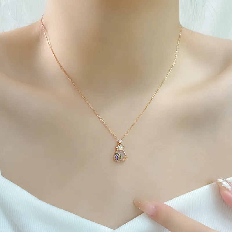 Emerald Chalcedony Necklaces Women's-3