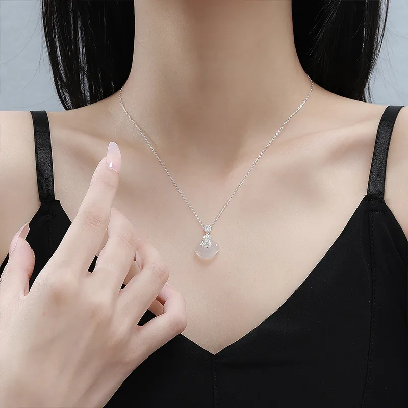 Emerald Chalcedony Necklaces Women's-6