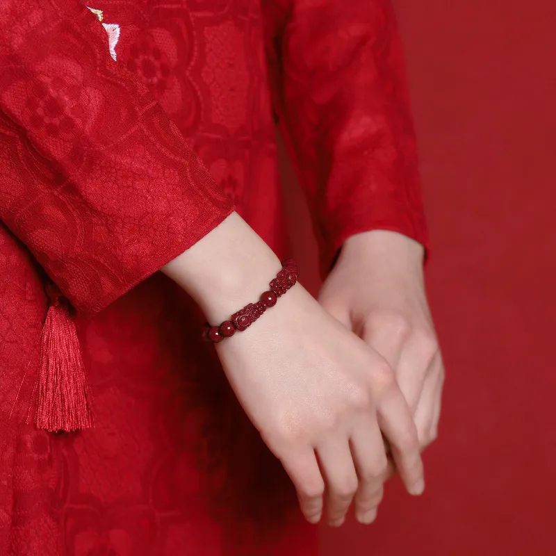 Emerald Reconstructed Cinnabar Bracelets Unisex-2