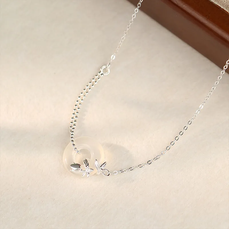 Emerald Chalcedony Necklaces Women's-6