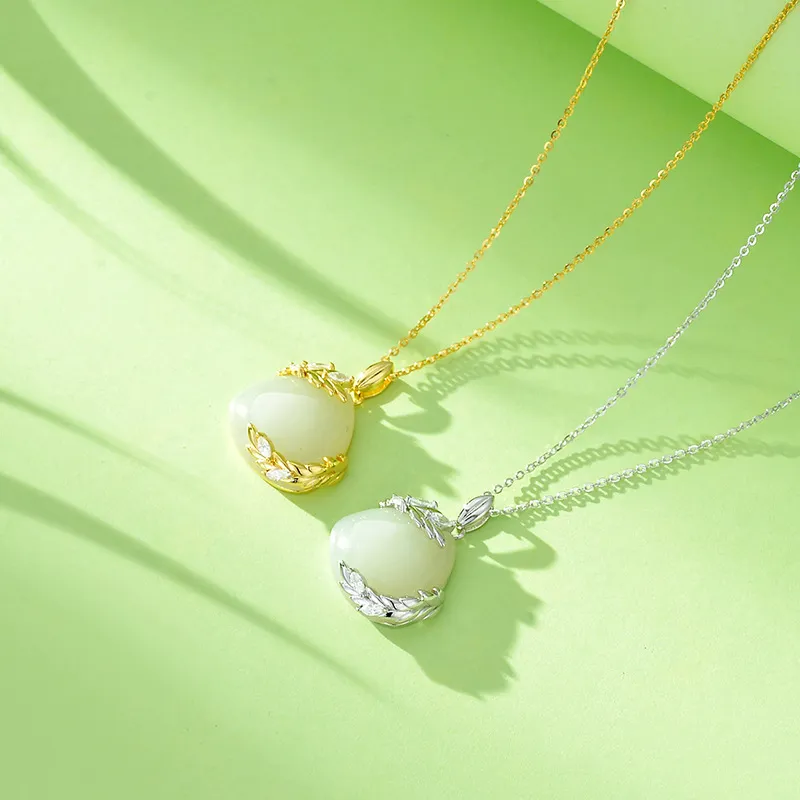 Emerald Chalcedony Jade Necklaces Women's-2