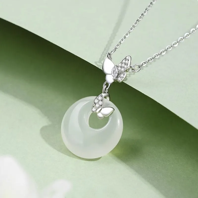 Emerald Chalcedony Necklaces Women's-5