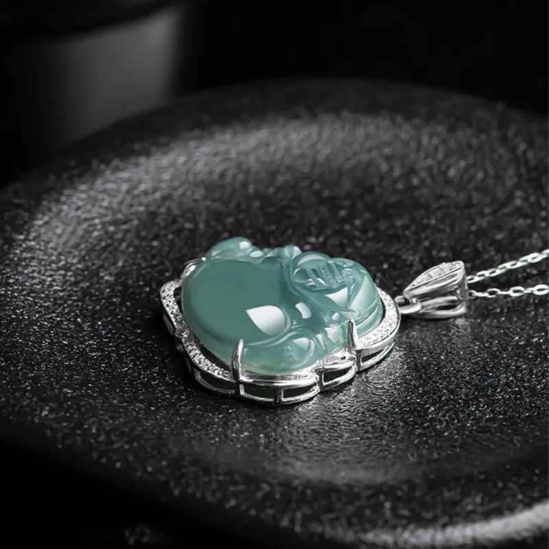 Emerald Ice Glutinous Jadeite Necklaces Women's-5