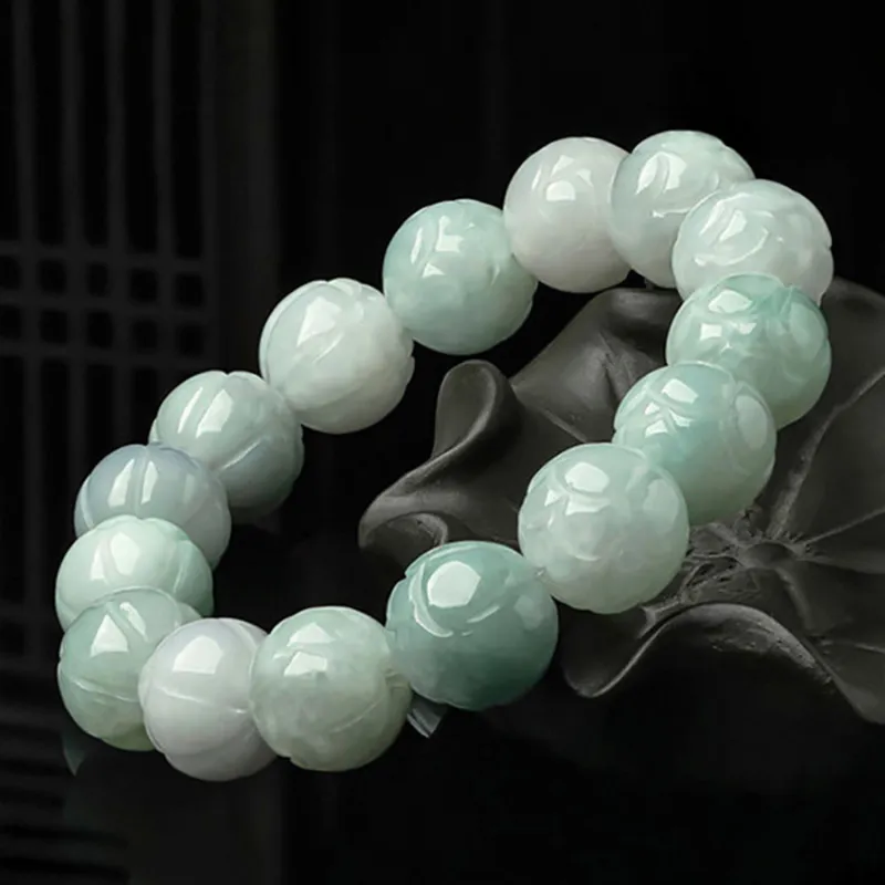 Emerald Bean Type Jadeite Bracelets Unisex-4
