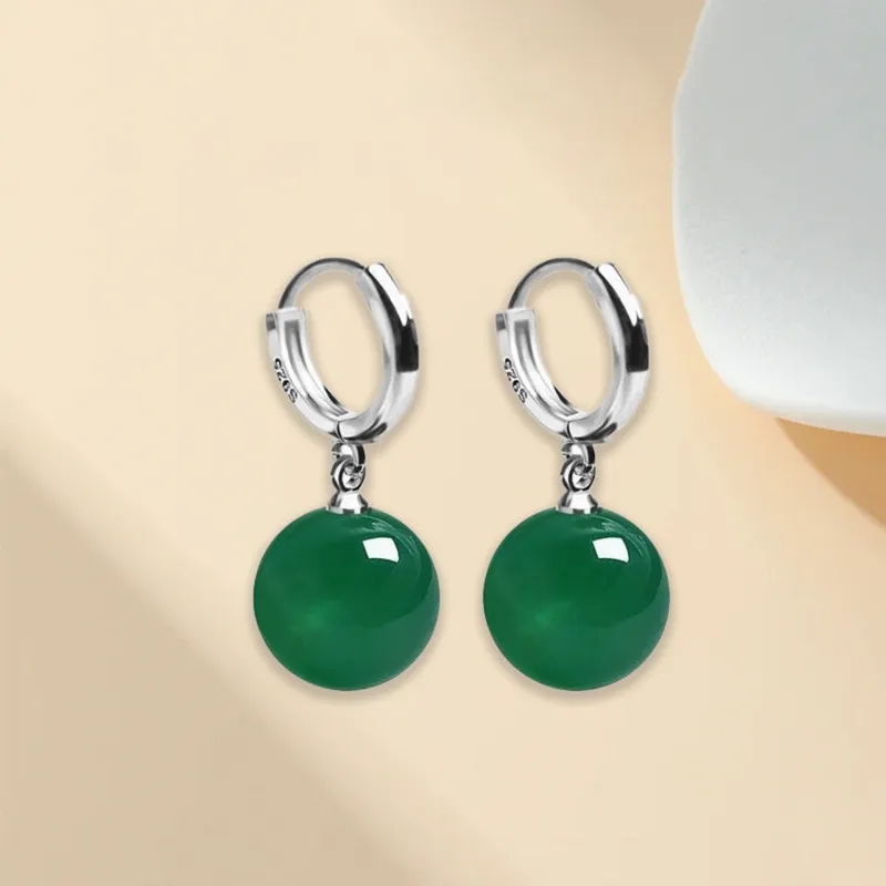 Emerald Jade Earrings Women's-3
