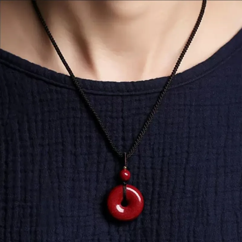 Emerald Reconstructed Cinnabar Necklaces Unisex-1