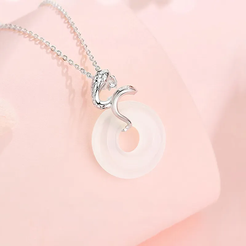 Emerald Chalcedony Necklaces Women's-5