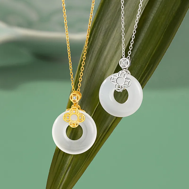 Emerald Chalcedony Necklaces Women's-5
