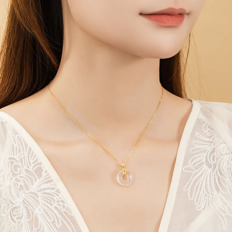 Emerald Chalcedony Necklaces Women's-2