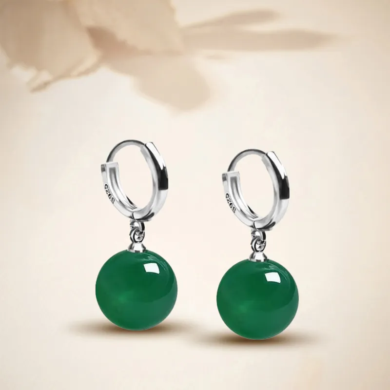 Emerald Jade Earrings Women's-2