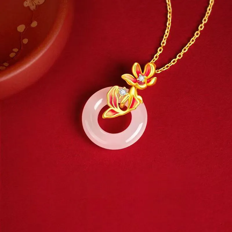 Emerald Chalcedony Necklaces Women's-3