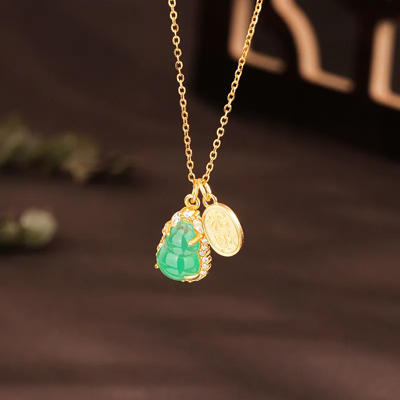 Emerald Chalcedony Necklaces Women's-3
