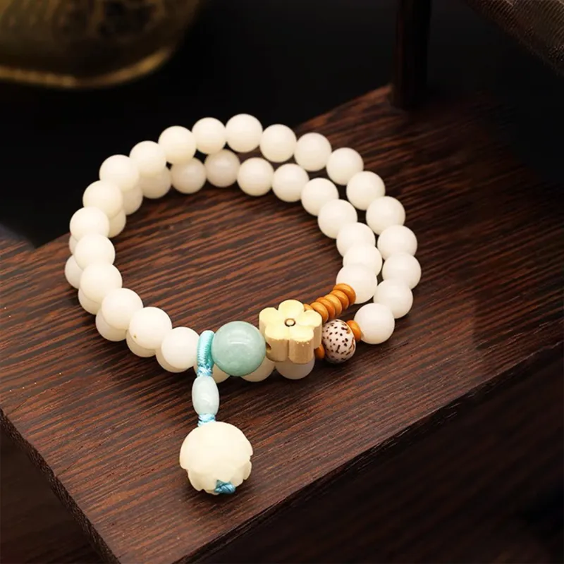 Emerald White Jade Bodhi Seed Bracelets Women's-3