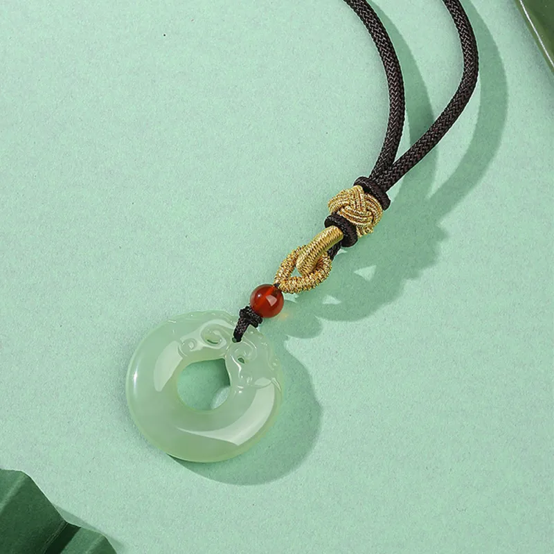 Emerald Hetian Jade Necklaces White Jade/Pale Greenish White Jade Unisex-4