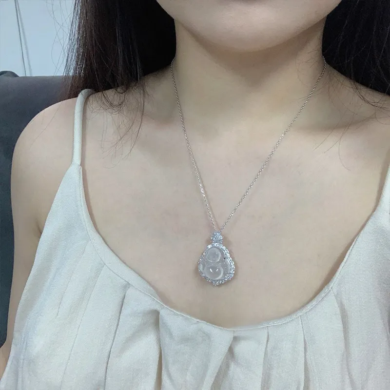 Emerald Chalcedony Necklaces Women's-3