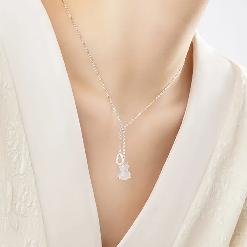 Emerald Chalcedony Necklaces Women's-6