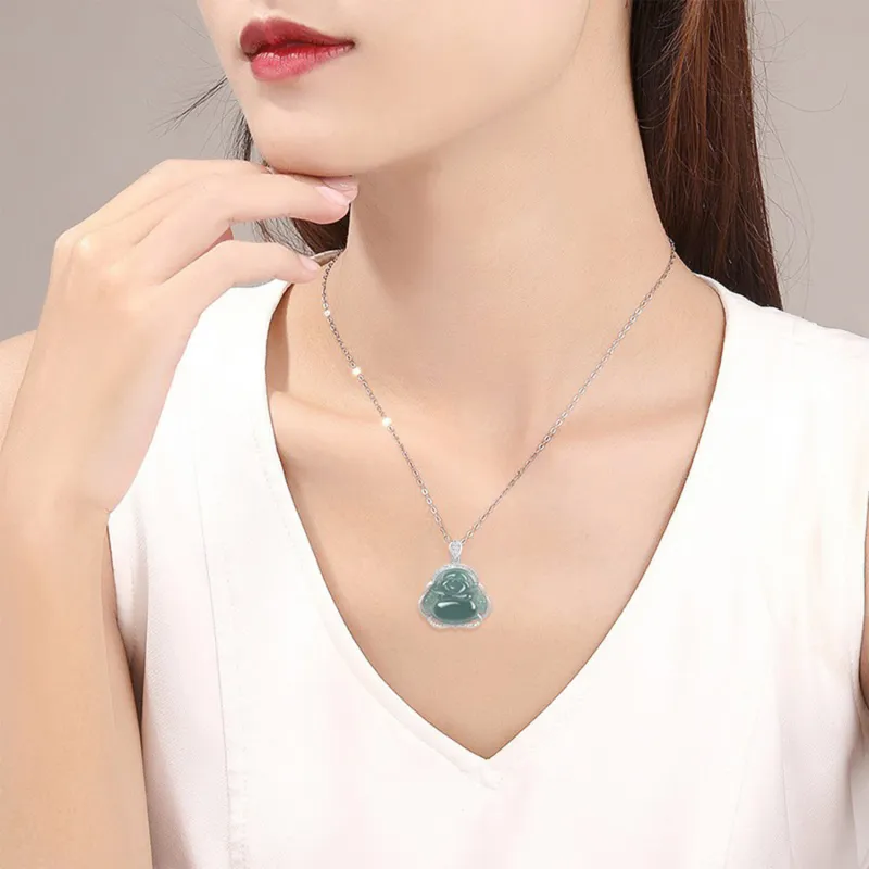 Emerald Ice Glutinous Jadeite Necklaces Women's-2