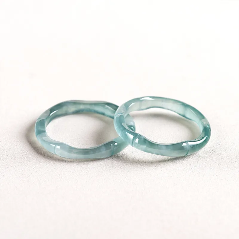Emerald Glutinous Jade Jadeite Rings Women's-4