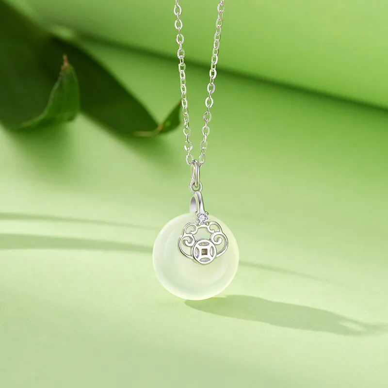 Emerald Chalcedony Necklaces Women's-5