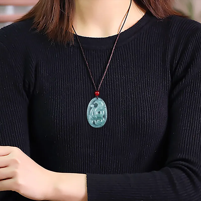 Emerald Ice Glutinous Jadeite Necklaces Unisex-2