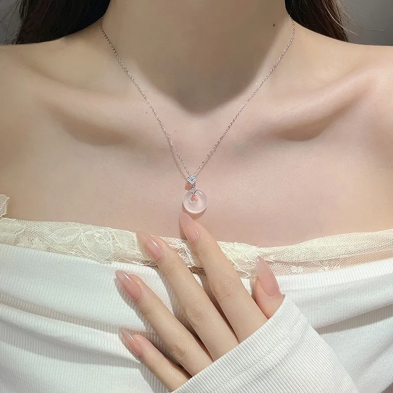 Emerald Chalcedony Necklaces Women's-4