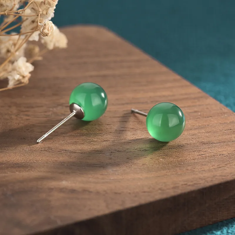 Emerald Jade Earrings Women's-2